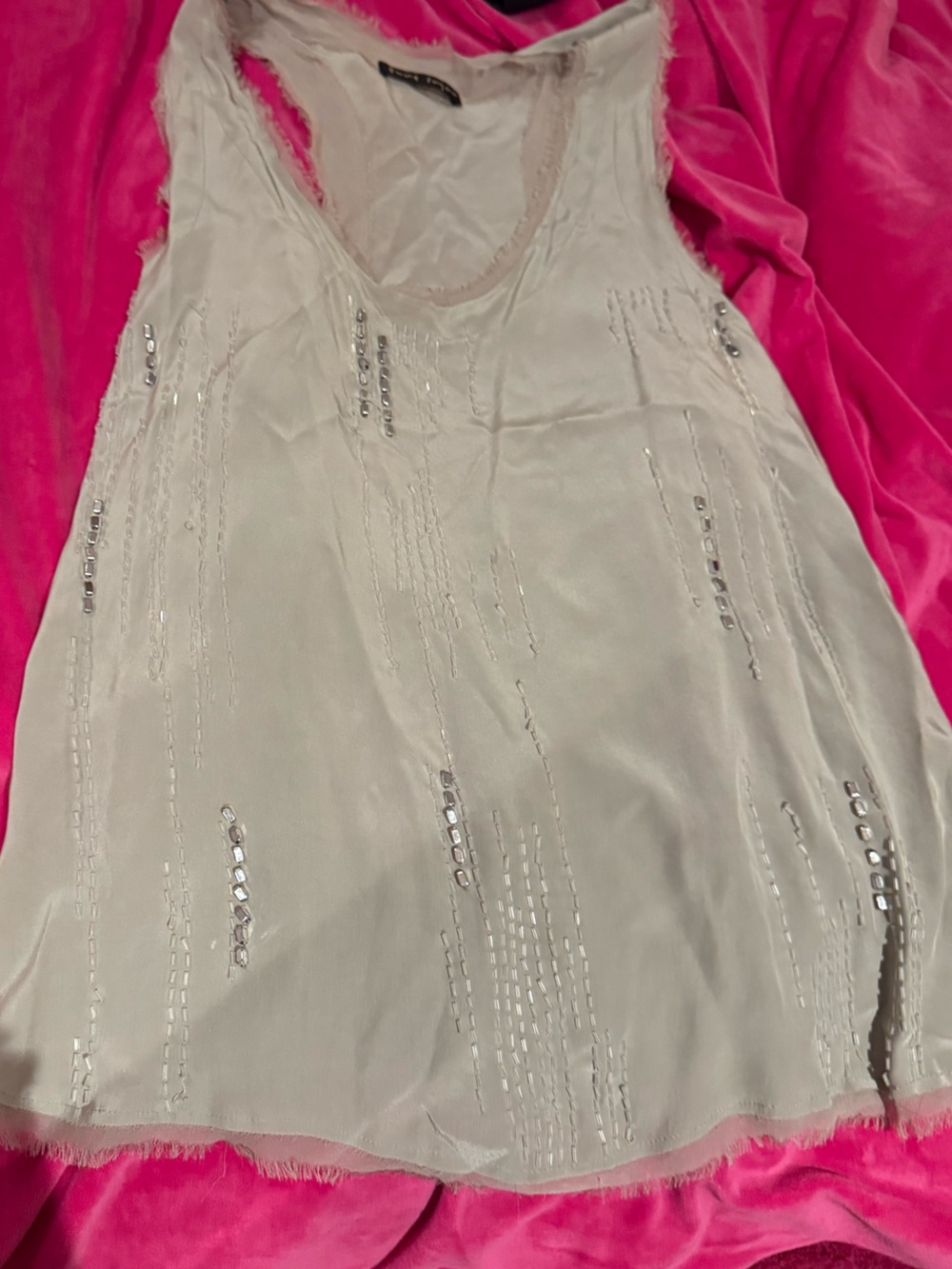 Pure Sugar Ivory Beaded Sleeveless Tunic Tank Top Size S